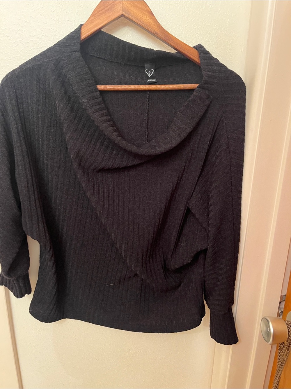 Windsor Black Off-the-Shoulder Ribbed Sweater